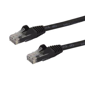 StarTech.com 15m CAT6 Ethernet Cable Black CAT 6 Gigabit Ethernet Wire 650MHz 100W PoE RJ45 UTP Network/Patch Cord Snagless w/Strain Relief Fluke Tested/Wiring is UL Certified/TIA