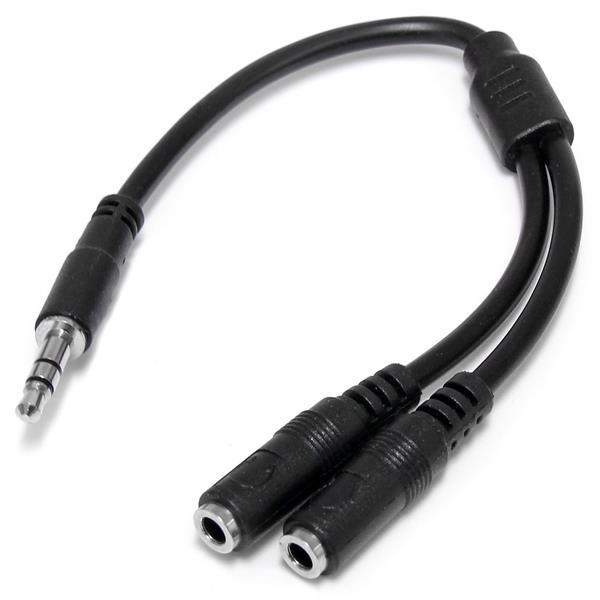 Startech. Com slim stereo splitter cable 3. 5mm male to 2x 3. 5mm female myithub